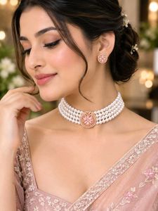 Elegant Pearl Choker Necklace Set