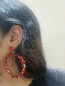 Stunning Red Gemstone Hoop Earrings