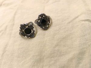 Vintage Black Stone Rings Set
