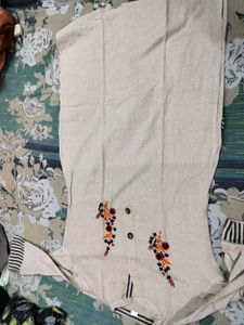 Embroidered Tunic &amp; Striped Pants Set