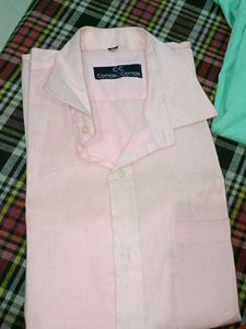 Men's Pink Cotton Casual Shirt