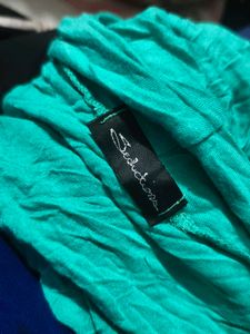 37209. Teal Plunging Neckline Top