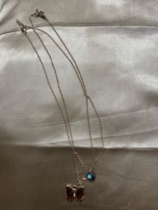 Butterfly and Evil Eye Necklace Combo