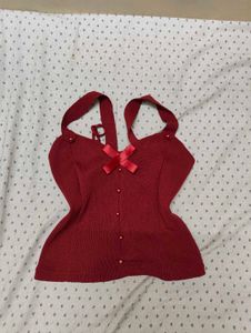 Cute Red Bow Crop Top