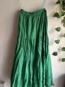 Boho Eyelet Tiered Maxi Skirt