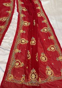 Red Embroidered Saree