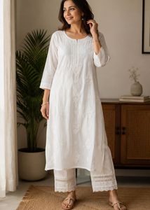 Elegant White Chikankari Kurti