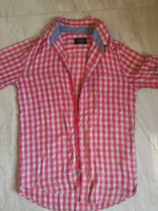 Men's Pink Checkered Casual Shirt