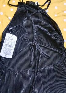 XS size Sleek Black Halter Mini Dress