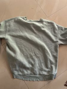 Zara Sage Green Relaxed Fit Crewneck Sweatshirt -