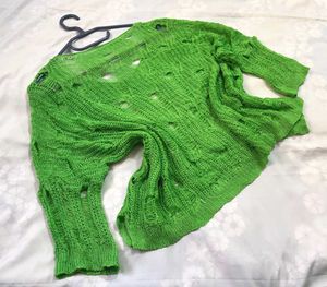 🎁Y2k Distressed Green Knitted Top O