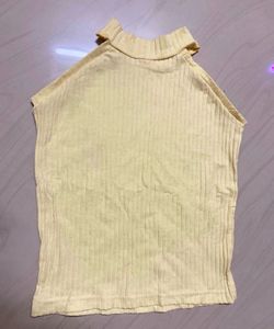 Yellow Ribbed Halter Top