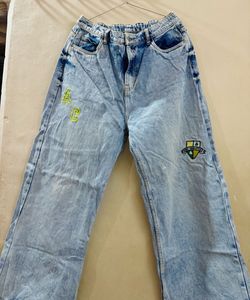 Acid Wash Wide Leg Jeans