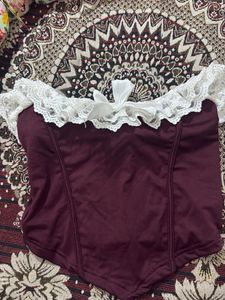Burgundy Lace Trim Briefs
