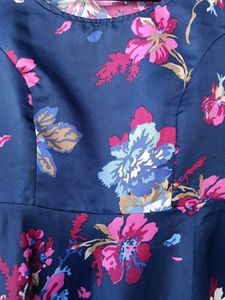 Navy Blue Floral Peplum Top