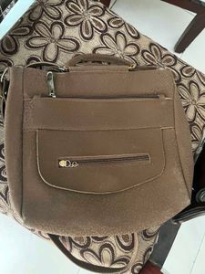 Brown Faux Leather Satchel