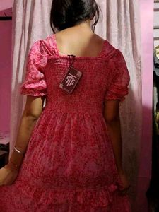 Pink Floral Tiered Maxi Dress