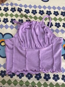 Cute Lavender Ribbed Crop Top