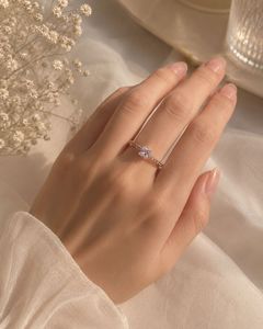 Rose Gold Toned Princess Cut Solitaire Ring