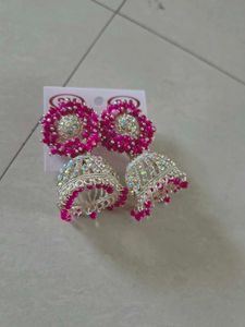 Stunning Pink Jhumka Earrings