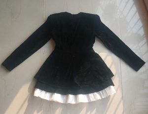Korean Style Elegant Black Velvet Mini Dress