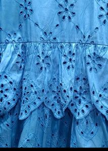 Blue Broderie Anglaise Mini Dress