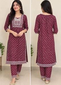 Maroon Ethnic Kurta with White Stripes