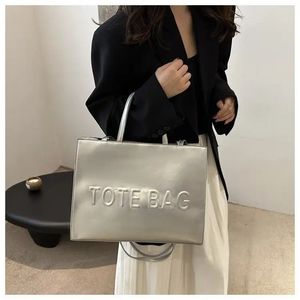 Silver Metallic Tote Bag