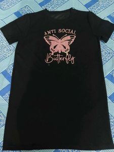 Black "Anti Social Butterfly" Graphic Tee