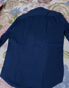 Louis Philippe Men's Blue Cotton Collared Shirt