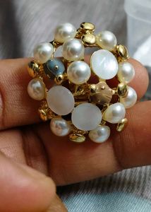Elegant Adjustable Pearl Stone Anti Tarnisha Ring