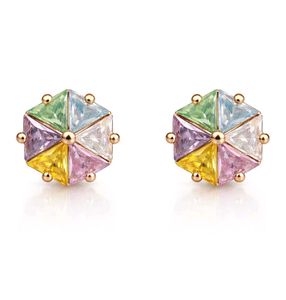 Multicolor Gemstone Hexagon Stud Earrings