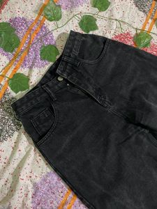 shine charcoal black jeans mom fit