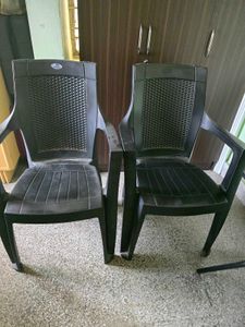 Set of 2 Black Plastic Chairs