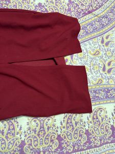 Maroon Calf Lenght One Peice