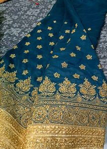 PeacockColour Designer Saree With Blause For Women