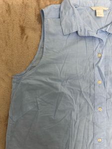 Light Blue Sleeveless Collared Shirt