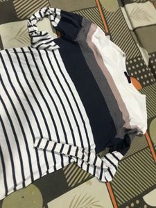 Striped Top and Navy Pants Set