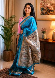 💙 Neel Madhubani Tussar Silk 💙