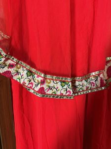 Stunning Red Ethnic Gown with cape