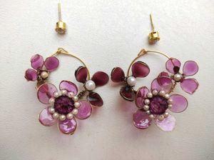 Resin Floral Hoop Earrings