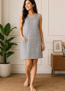 Striped Nightgown with Pockets