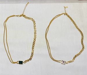 Set of 2 Emerald Necklace - Green And White