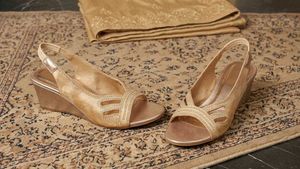 Elegant Gold Wedge Sandals