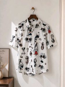 Trendy Cartoon Print White Shirt for Women