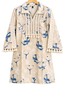 Floral Print chikankari cotton Kurta