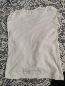 Simple White V-Neck Long Sleeve Top