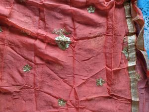 Orange Embroidery Suit Salwar Set With A Tag