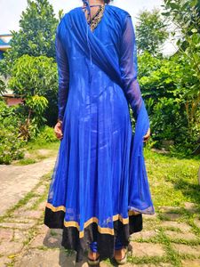 Beautiful Blue Kurta Set with Gold Embellishments