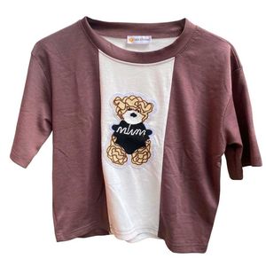 Cute Bear Patch Colorblock T-Shirt